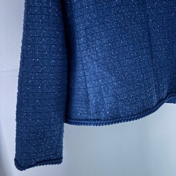 Ann Taylor Jacket Blue 14 Long Sleeve 2 Button Metallic Sparkle Fringe Classic - Picture 4 of 6